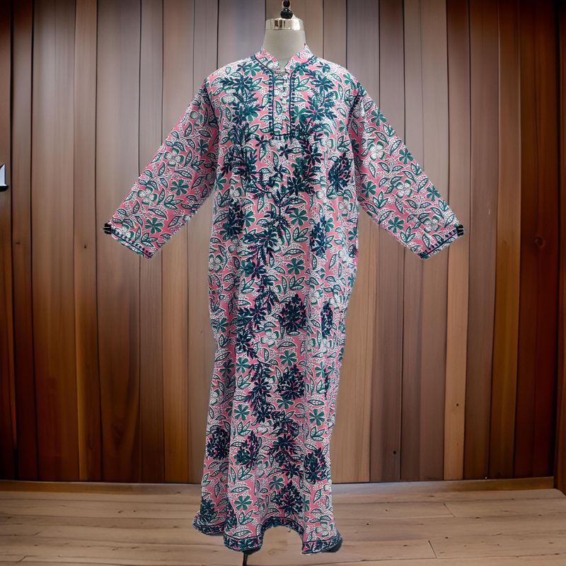 2XL/3XL Sofi Embroidery Printed Cotton Dress 57" Long Jalabiya