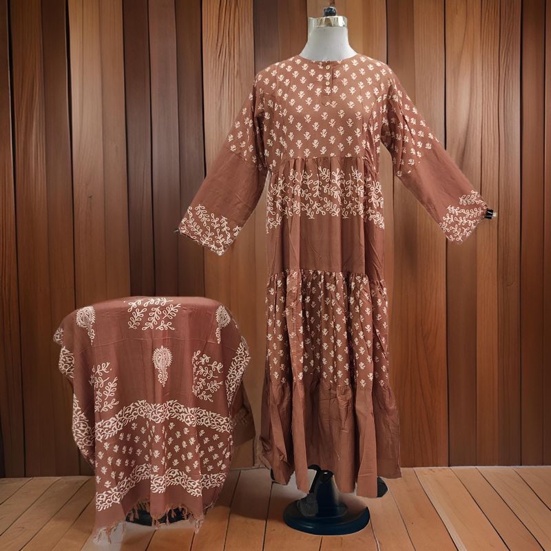 L/XL Juhi Printed Cotton Dress 57" Long Jalabiya