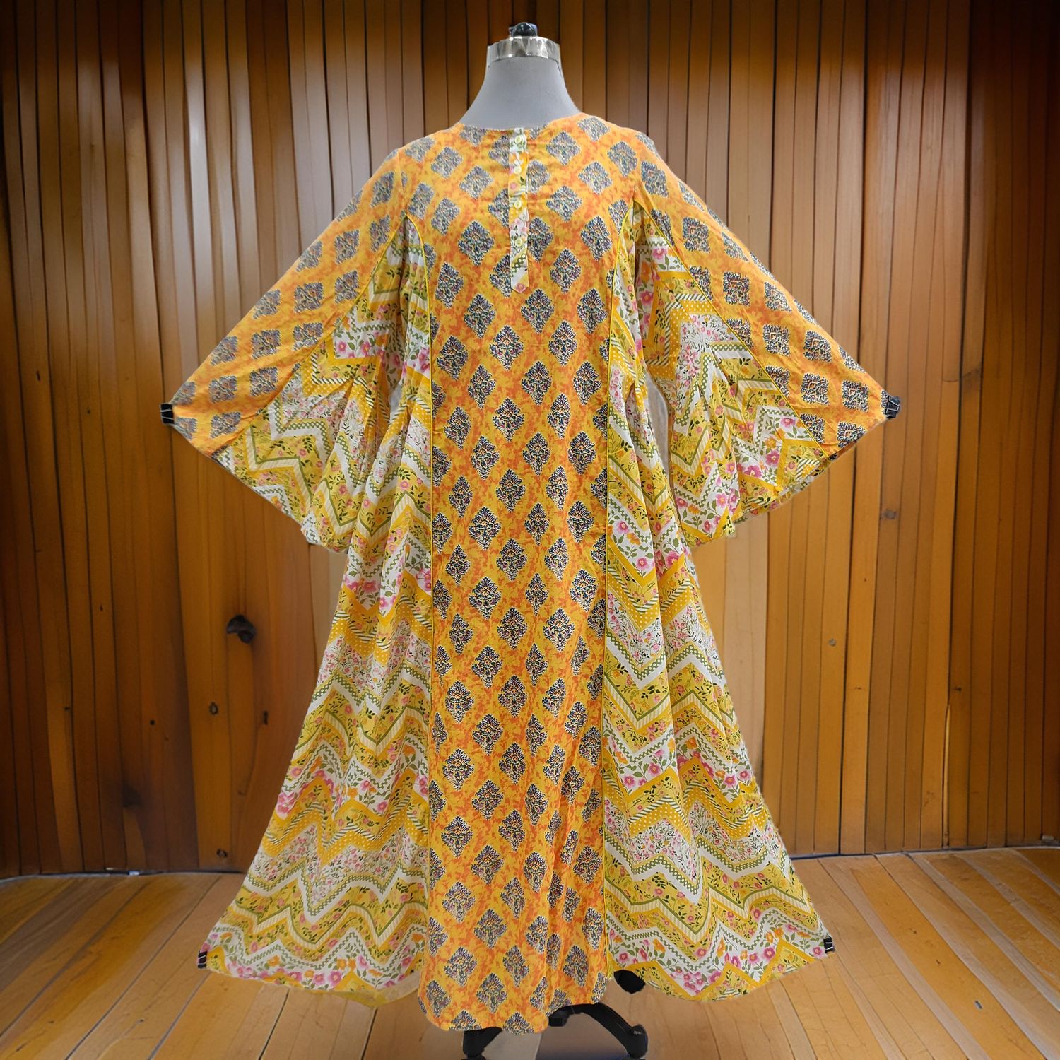 L/XL Mahdis Printed Cotton Dress 56" Long Jalabiya