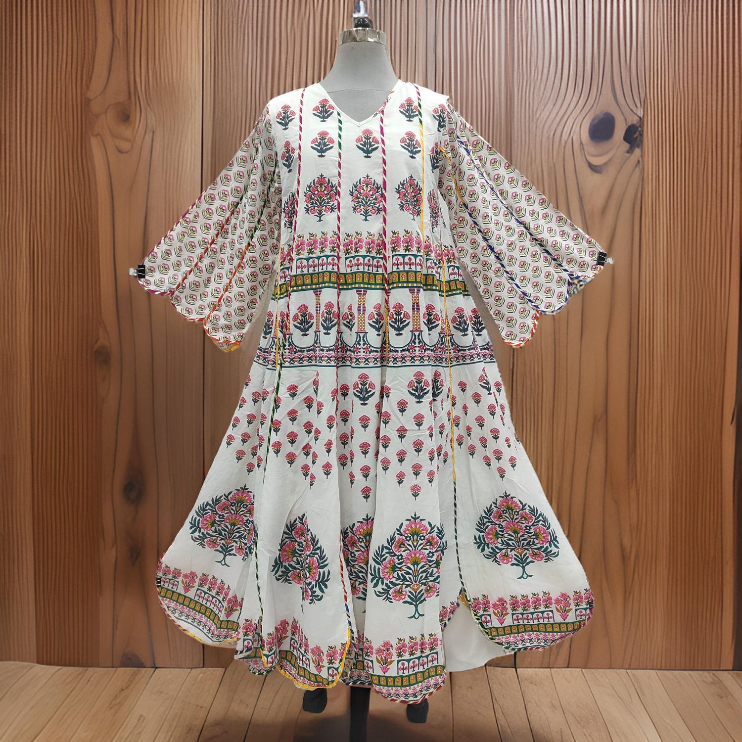 2XL/3XL Meher Printed Cotton Dress 57" Long Jalabiya