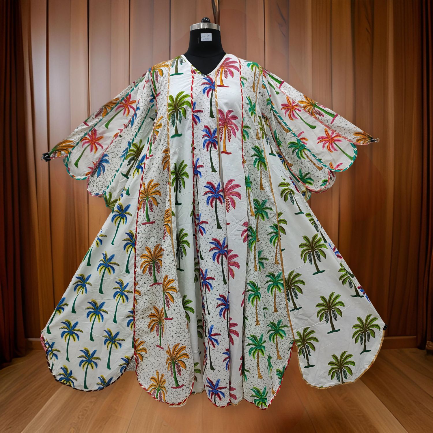 L/XL Meher Multi Printed Cotton Dress 56" Long Jalabiya