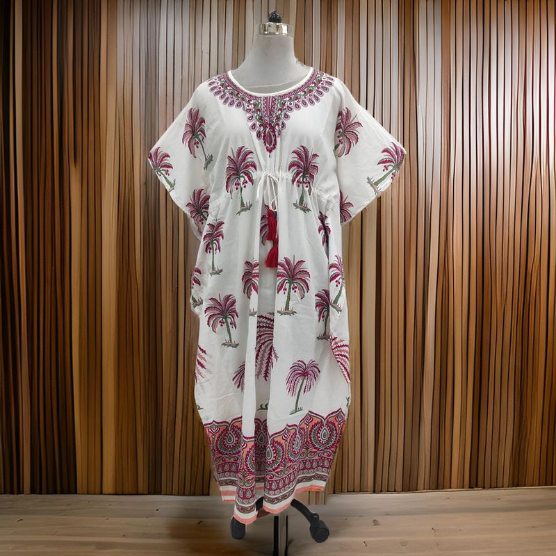 Free Size Farasha Kaftan Cotton 57" Long Jalabiya