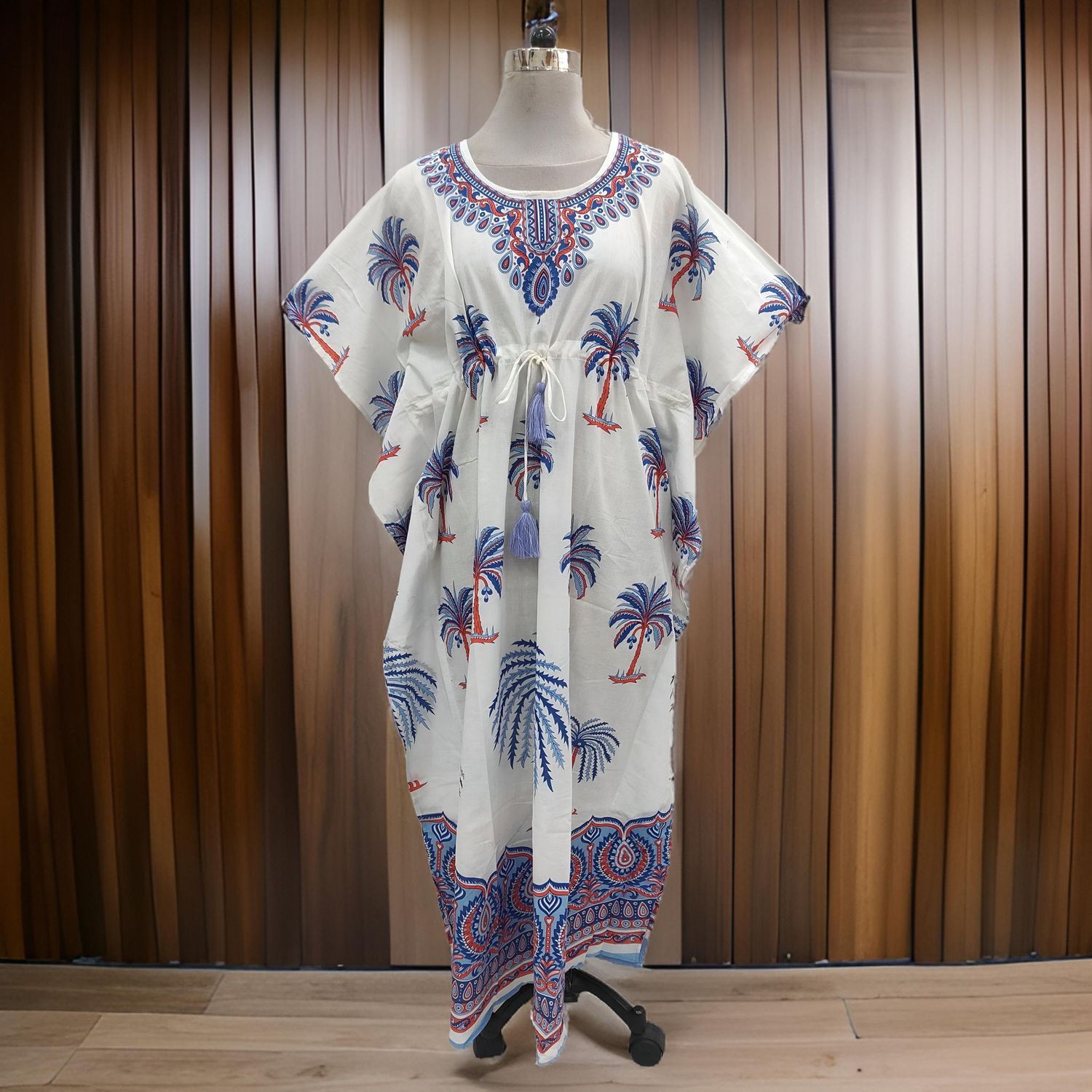 Free Size Farasha Kaftan Cotton 57" Long Jalabiya