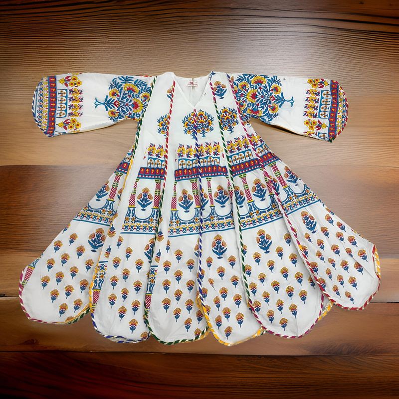4-5 Year Meher Printed Cotton Girls Dress 34" Long Jalabiya