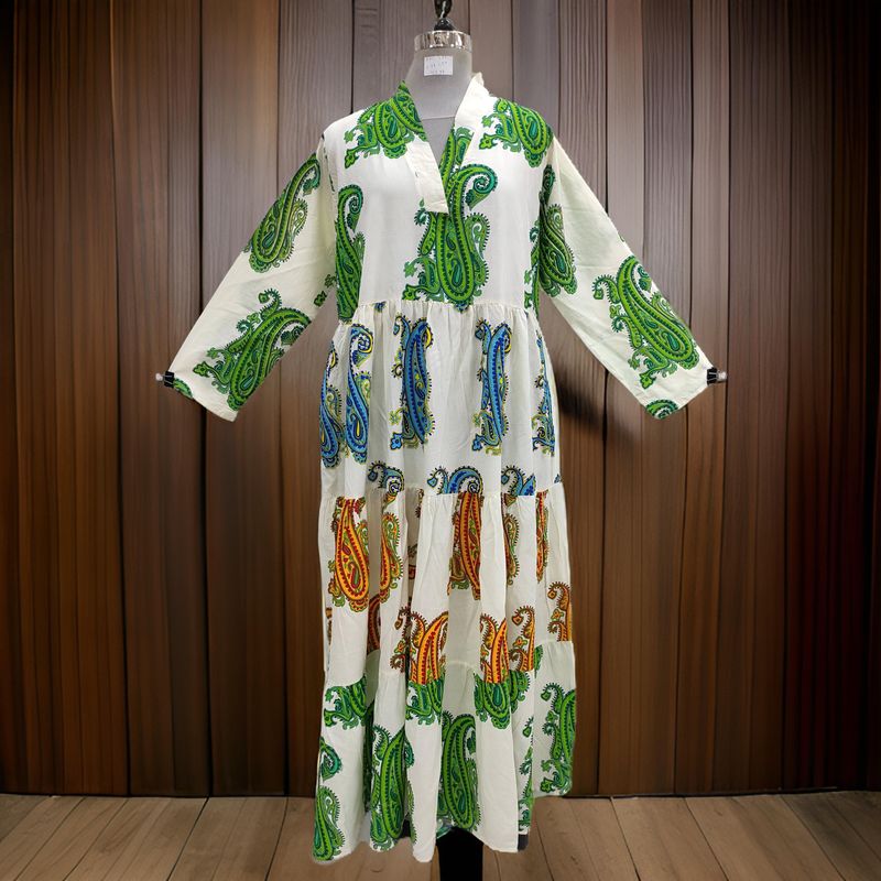 2XL/3XL Maldives Printed Cotton Dress 57" Long Jalabiya