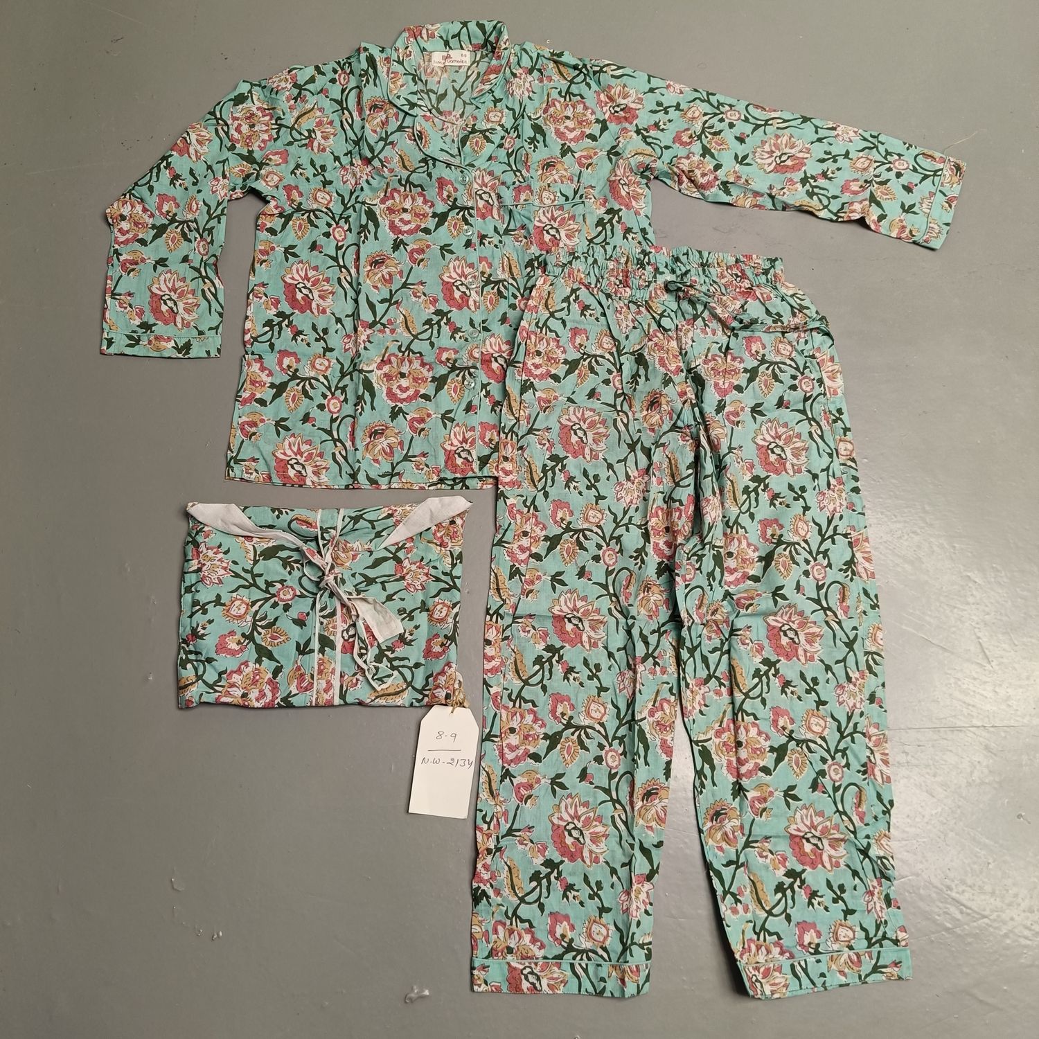 8-9 Year Full Sleeves Full Collar Neck Cotton Blue Pajamas Set