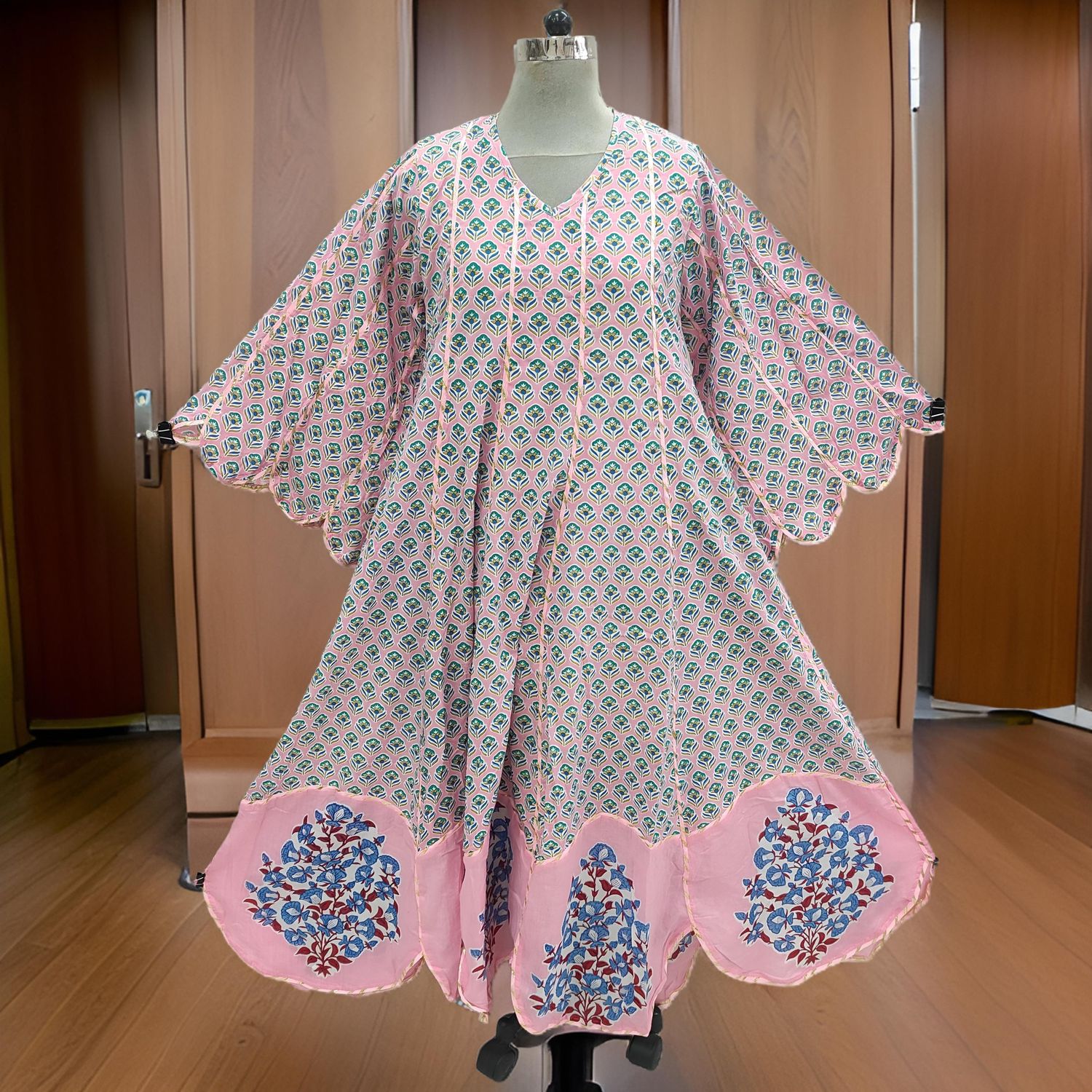 L/XL Meher Printed Cotton Dress 57" Long Jalabiya