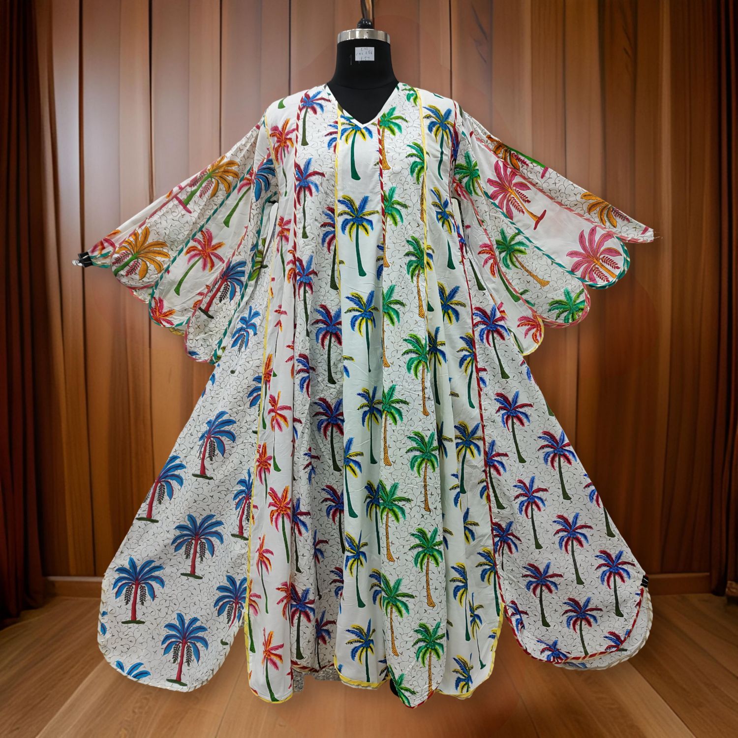 L/XL Meher Multi Printed Cotton Dress 56" Long Jalabiya