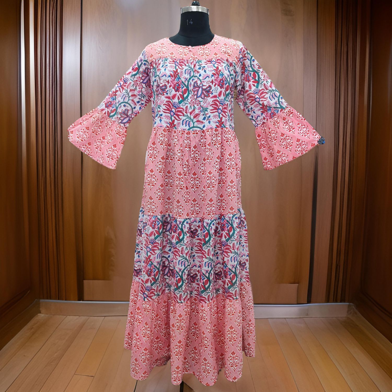 L/XL Moon Printed Cotton Dress 60" Long Jalabiya