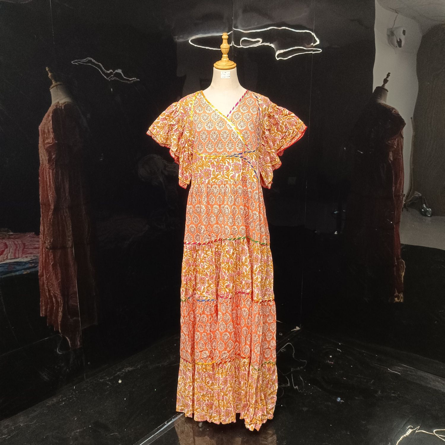 S/M Dahlia Printed Cotton Dress 57" Long Jalabiya