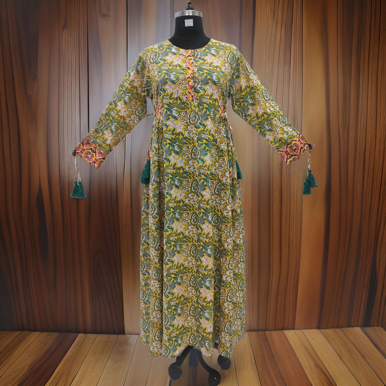 L/XL Jasmine Printed Cotton Dress 57"Long Jalabiya
