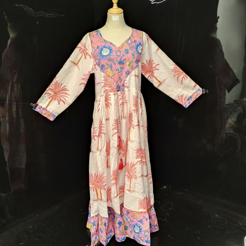 S/M Zaria Printed Cotton Dress 57"Long Jalabiya