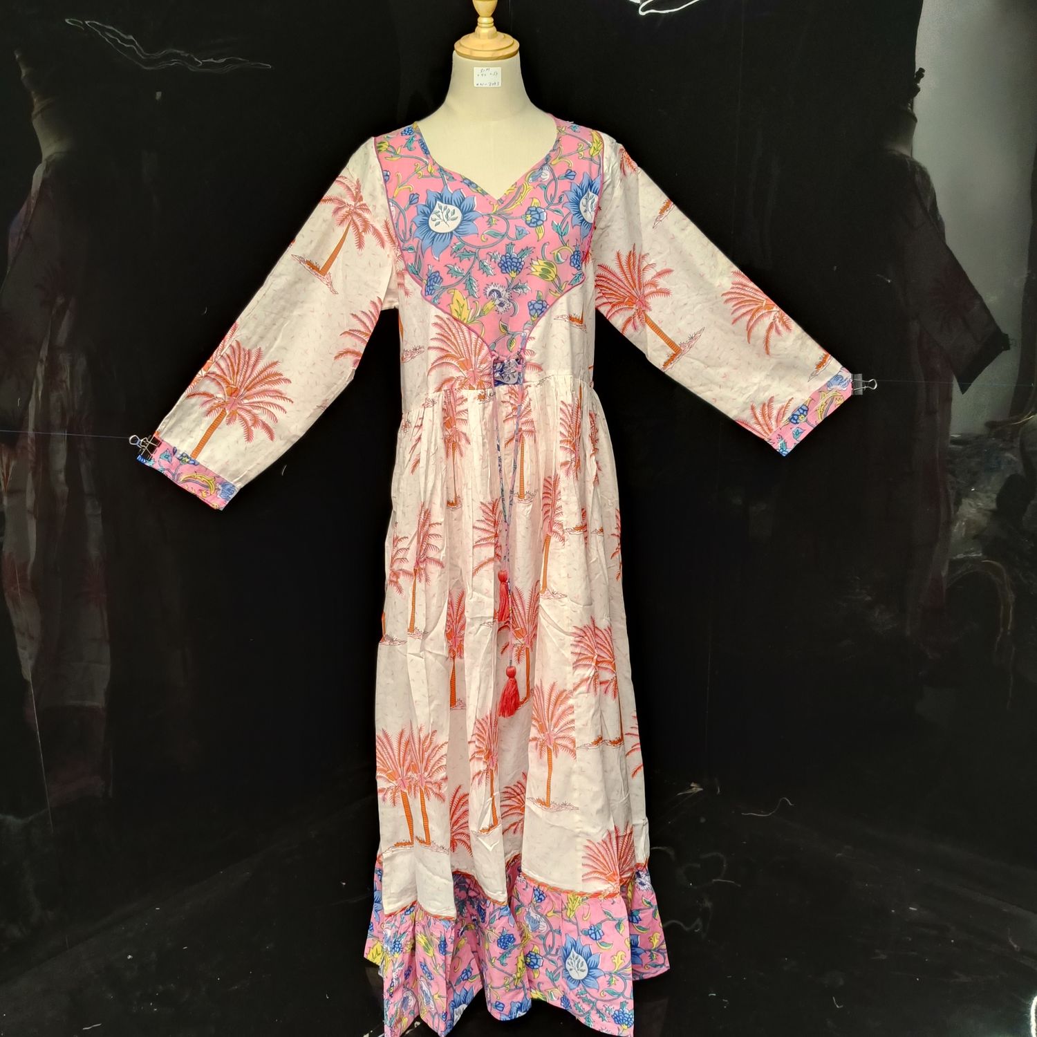 S/M Zaria Printed Cotton Dress 57"Long Jalabiya
