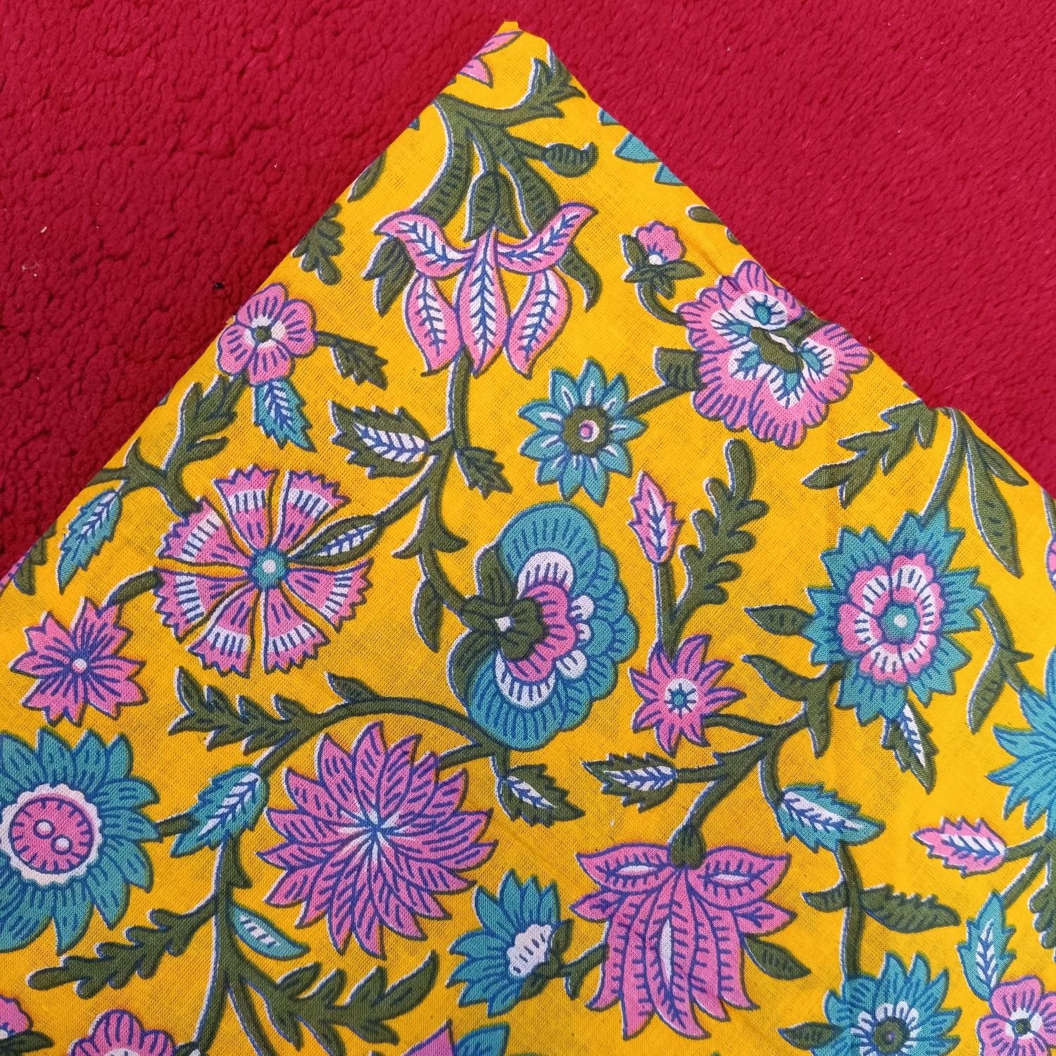 4 Meter Cotton Hand Printed Fabric