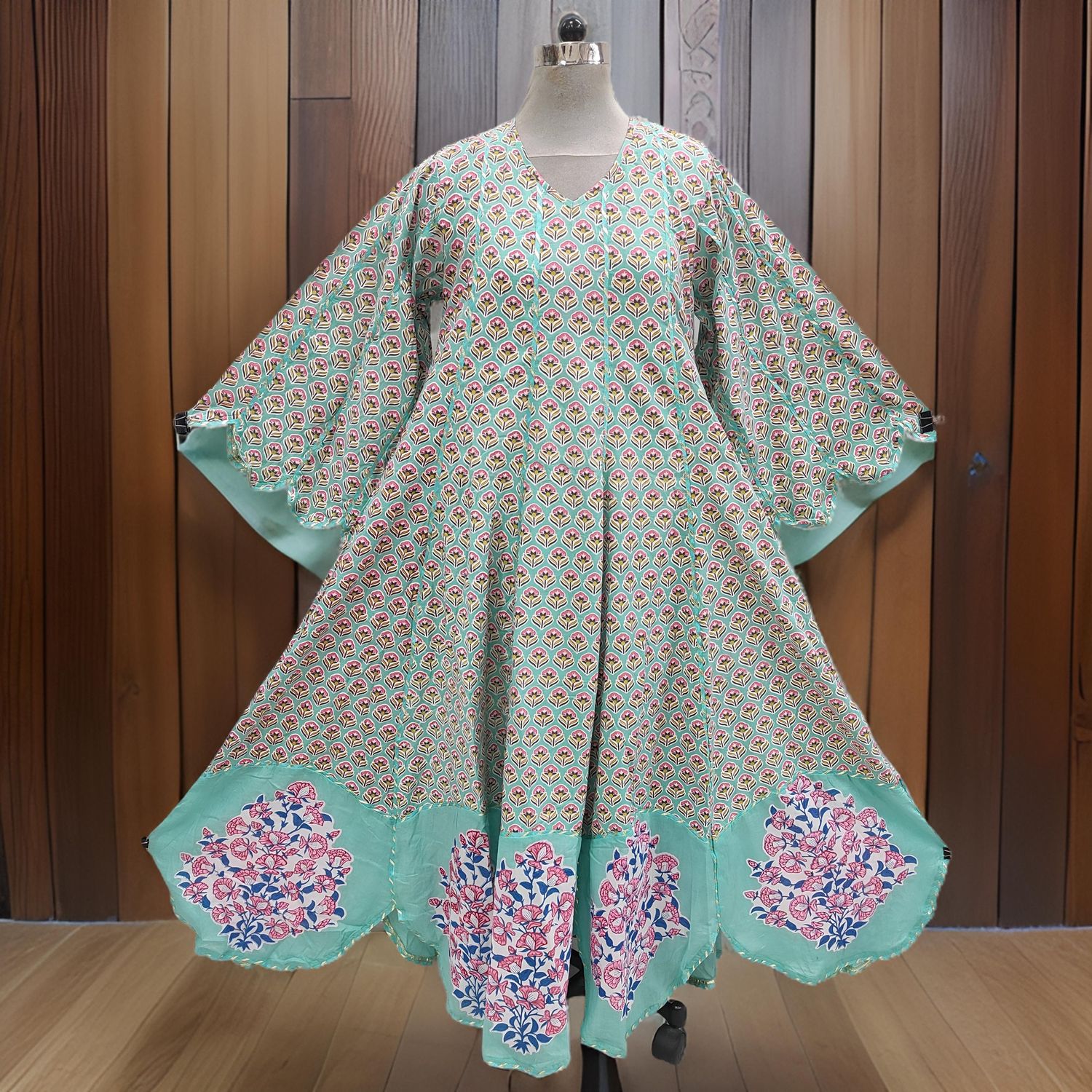 L/XL Meher Printed Cotton Dress 57" Long Jalabiya