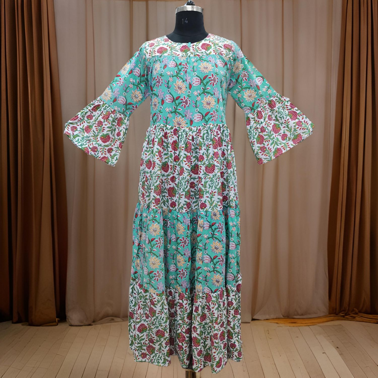 S/M Moon Printed Cotton Dress 60" Long Jalabiya