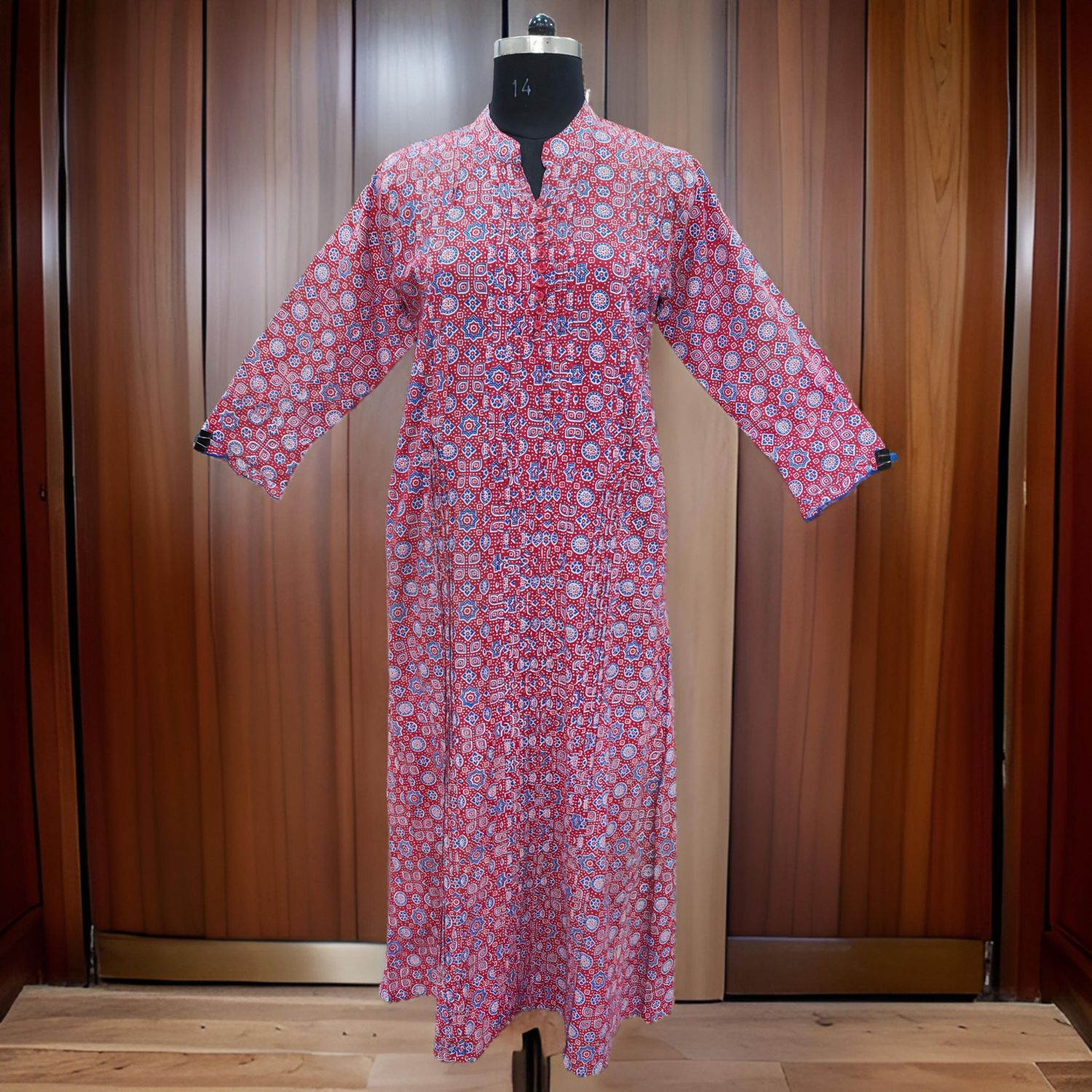 L/XL Delbar Printed Cotton Dress 57'' Long Jalabiya