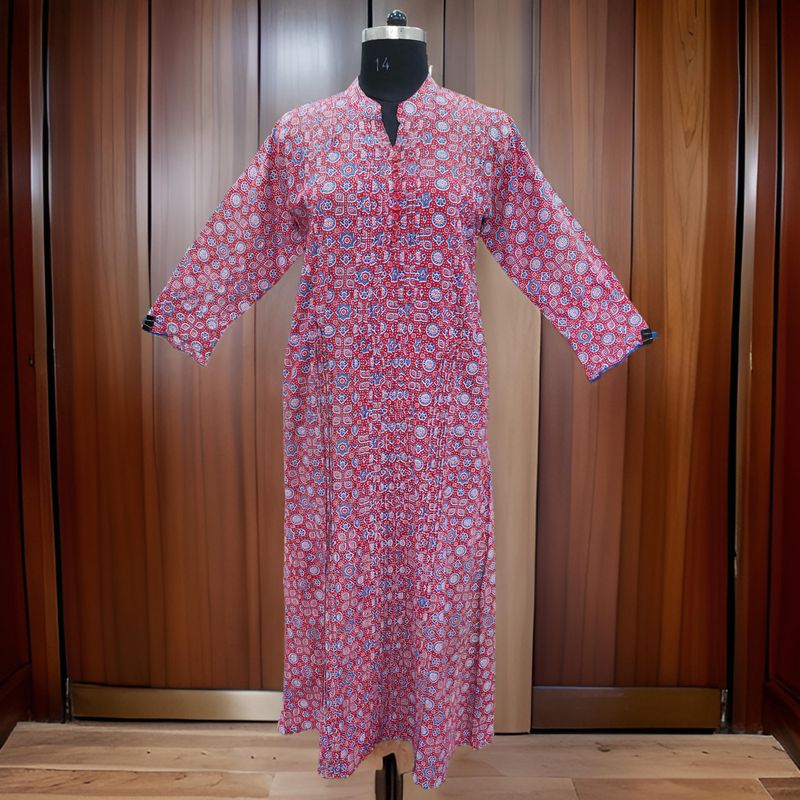 L/XL Delbar Printed Cotton Dress 57'' Long Jalabiya