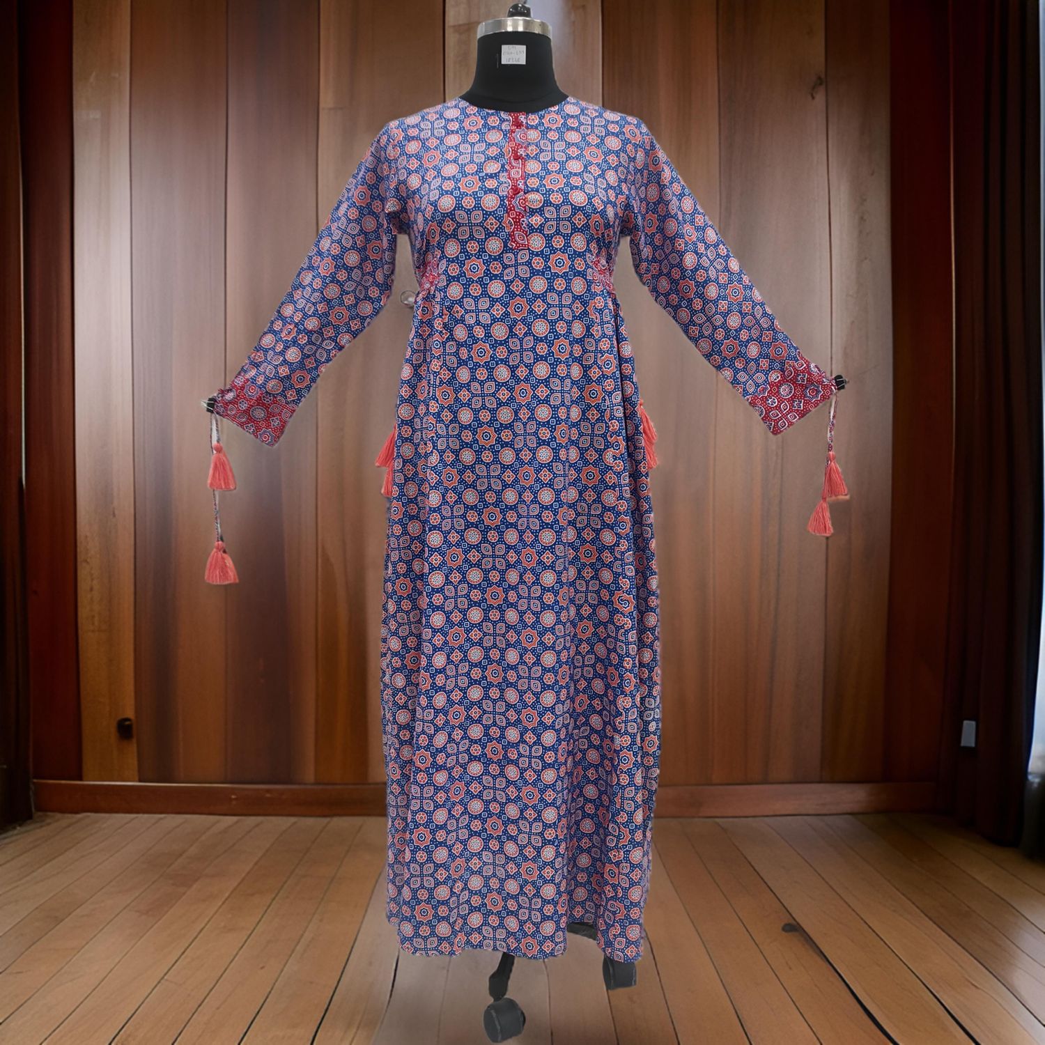 S/M Jasmine Printed Cotton  Dress 57"Long Jalabiya