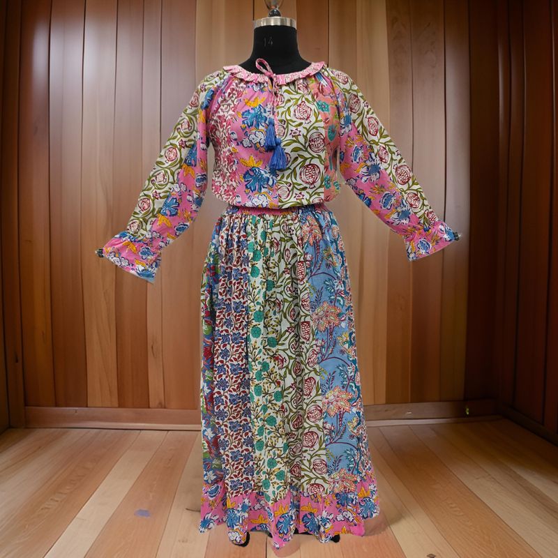 S/M Special Printed Cotton Dress 57" Long Jalabiya