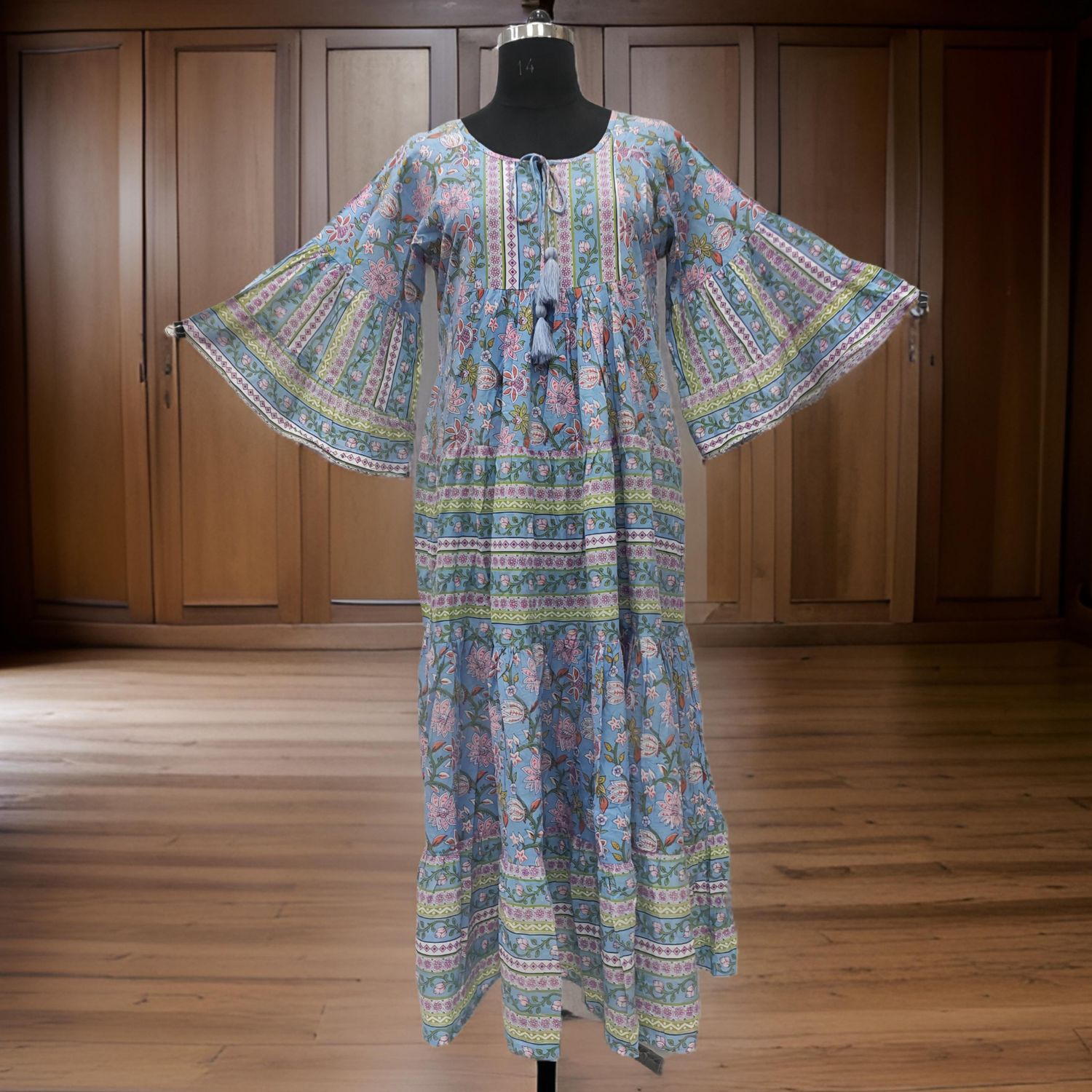 XS/S Gaby Printed Cotton Dress 54" Long Jalabiya