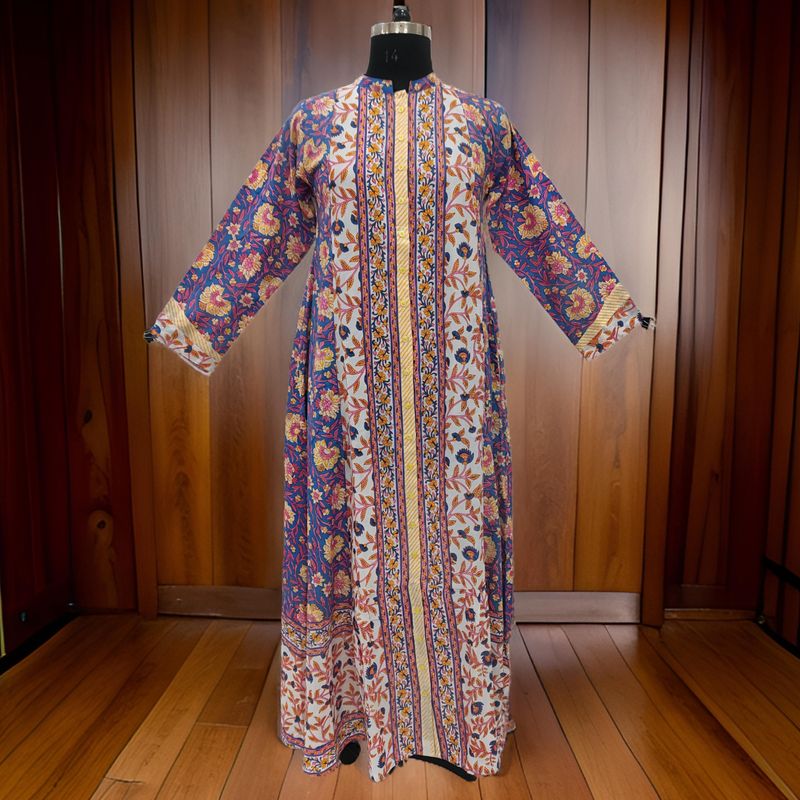 L/XL Samara Printed Cotton Dress 57" Long Jalabiya