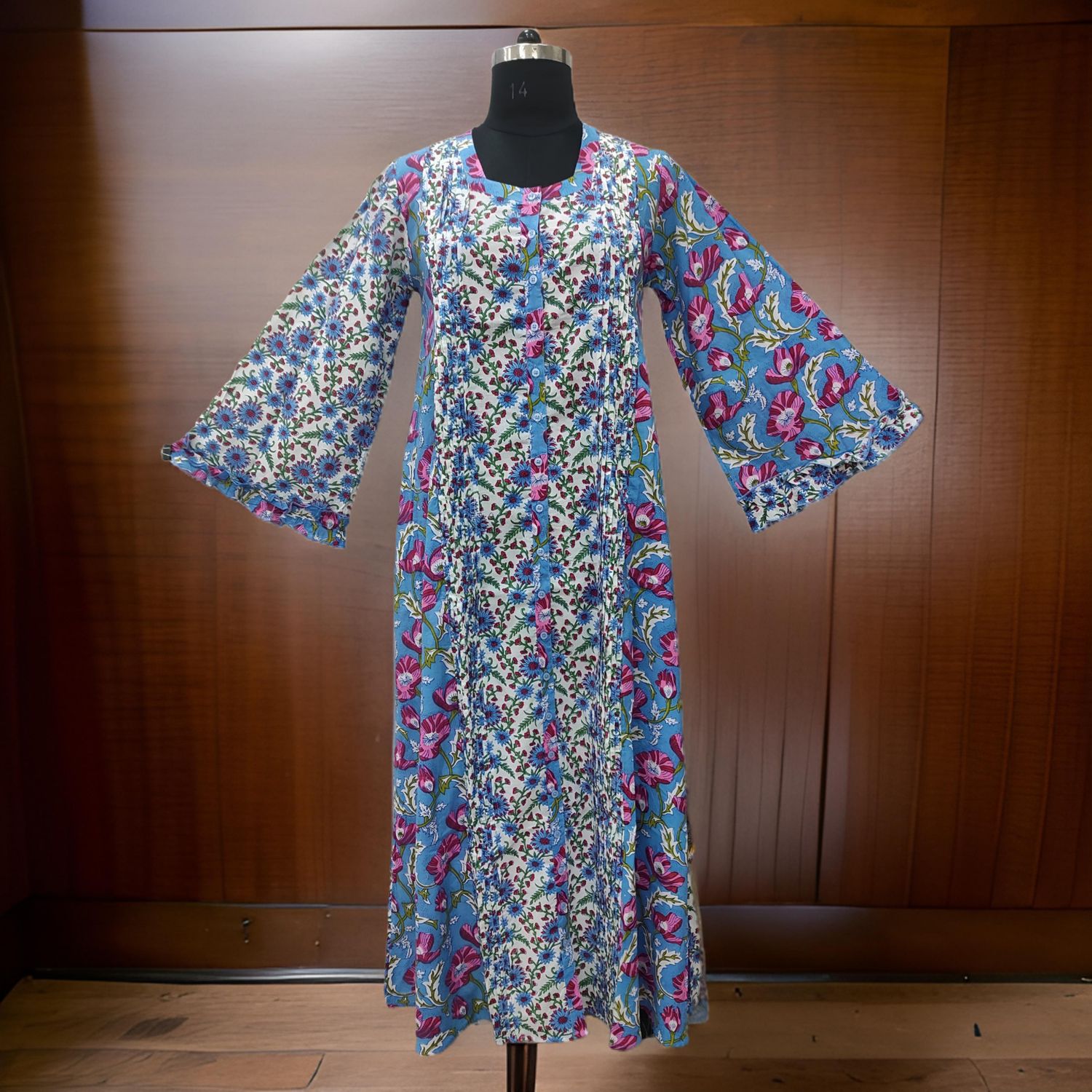 XS/S Nura Printed Cotton Dress 54" Long Jalabiya