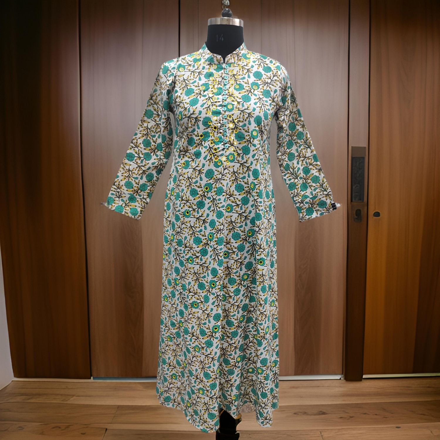 S/M Sofi Printed Cotton Dress 56" Long Jalabiya