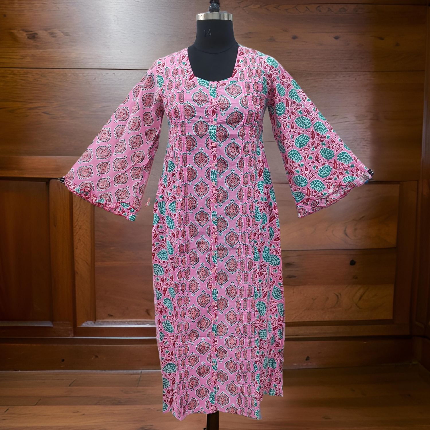 2XL/3XL Nura Printed Cotton Dress 57" Long Jalabiya