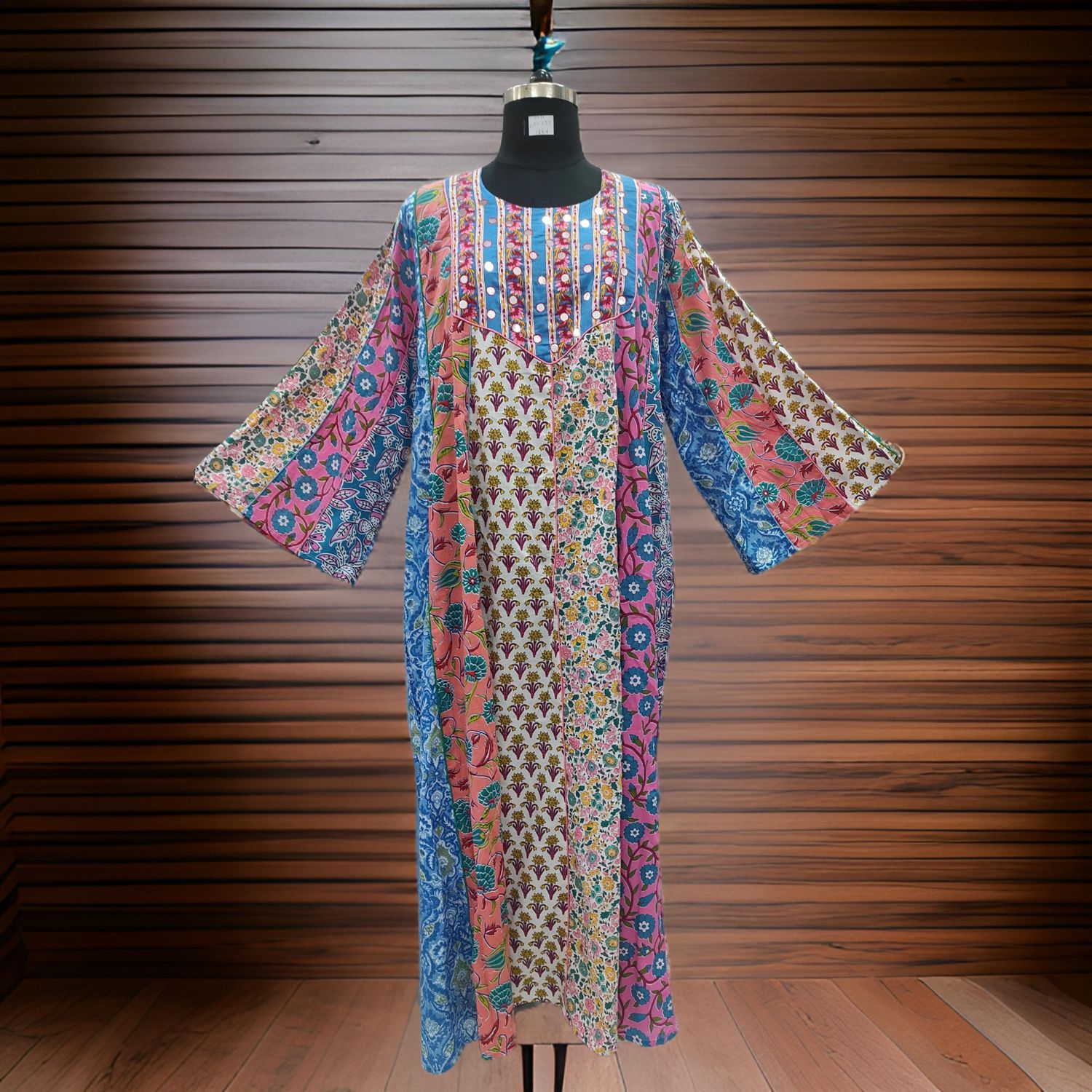 2XL/3XL Malaysia Printed Cotton Dress 57" Long Jalabiya