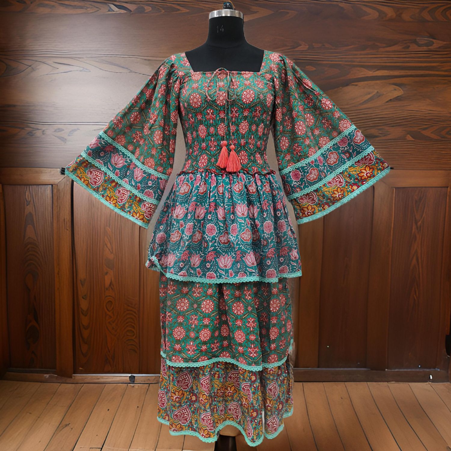 2XL/3XL Rahima Printed Cotton Dress 57" Long Jalabiya