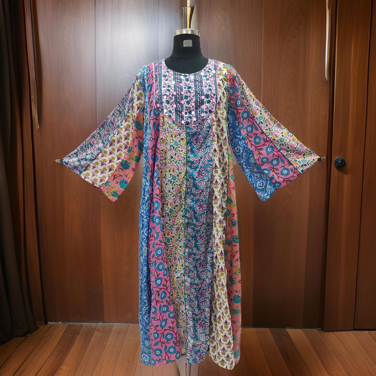 2XL/3XL Malaysia Printed Cotton Dress 57" Long Jalabiya
