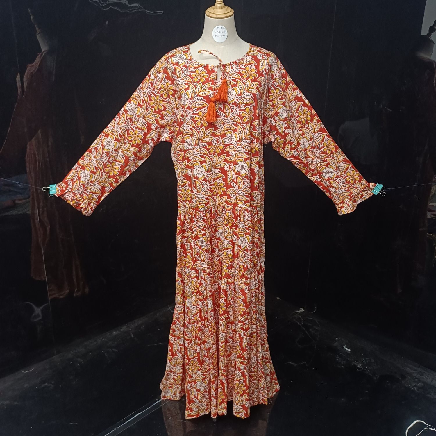 4XL/5XL Razia Embroidery Printed Cotton  Dress 57" Long Jalabiya