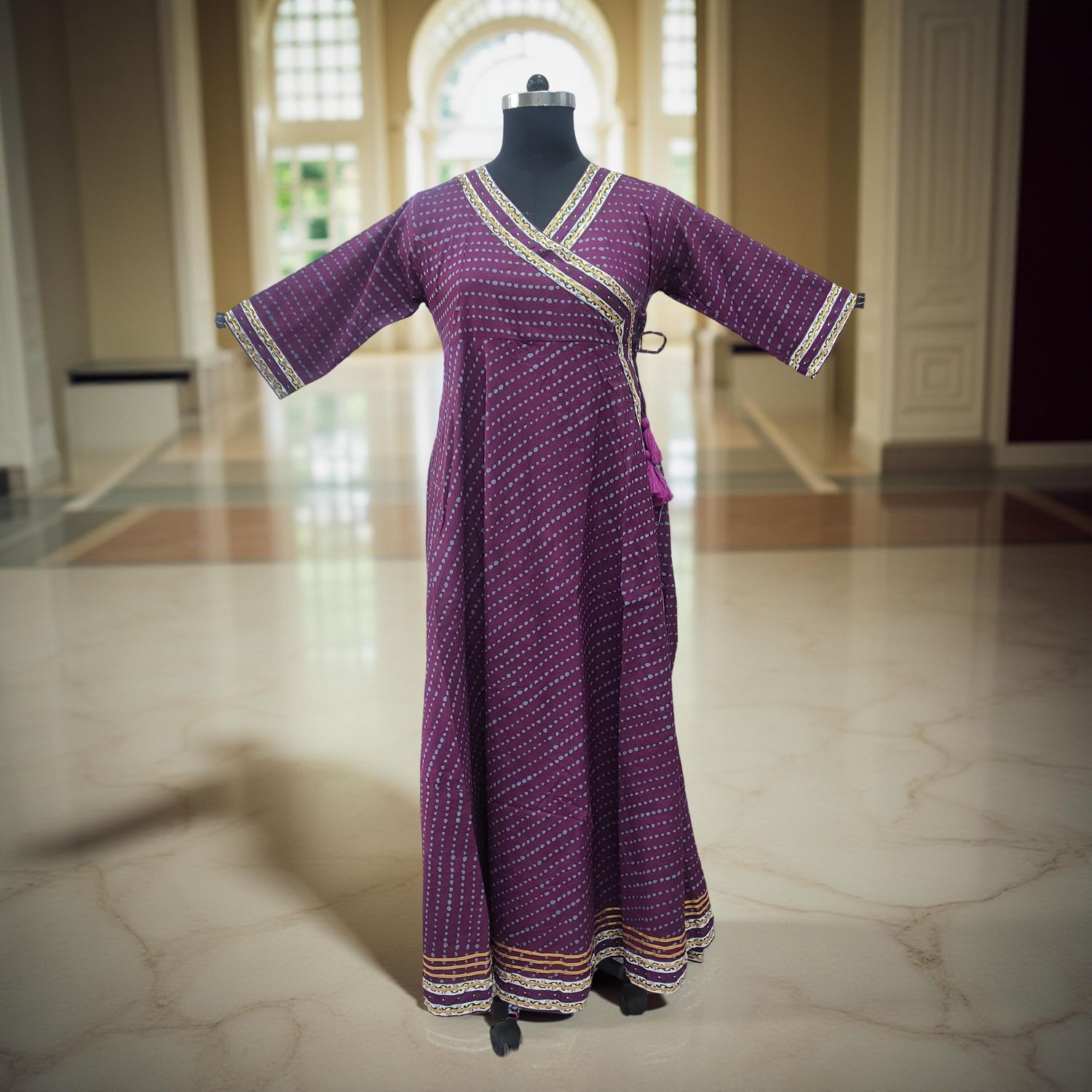 S/M Priam Printed Cotton Dress 57" Long Jalabiya