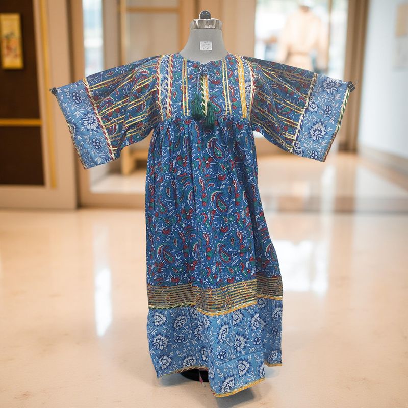 10-11  Year Ebrah Printed Cotton Dress 46" Long Jalabiya