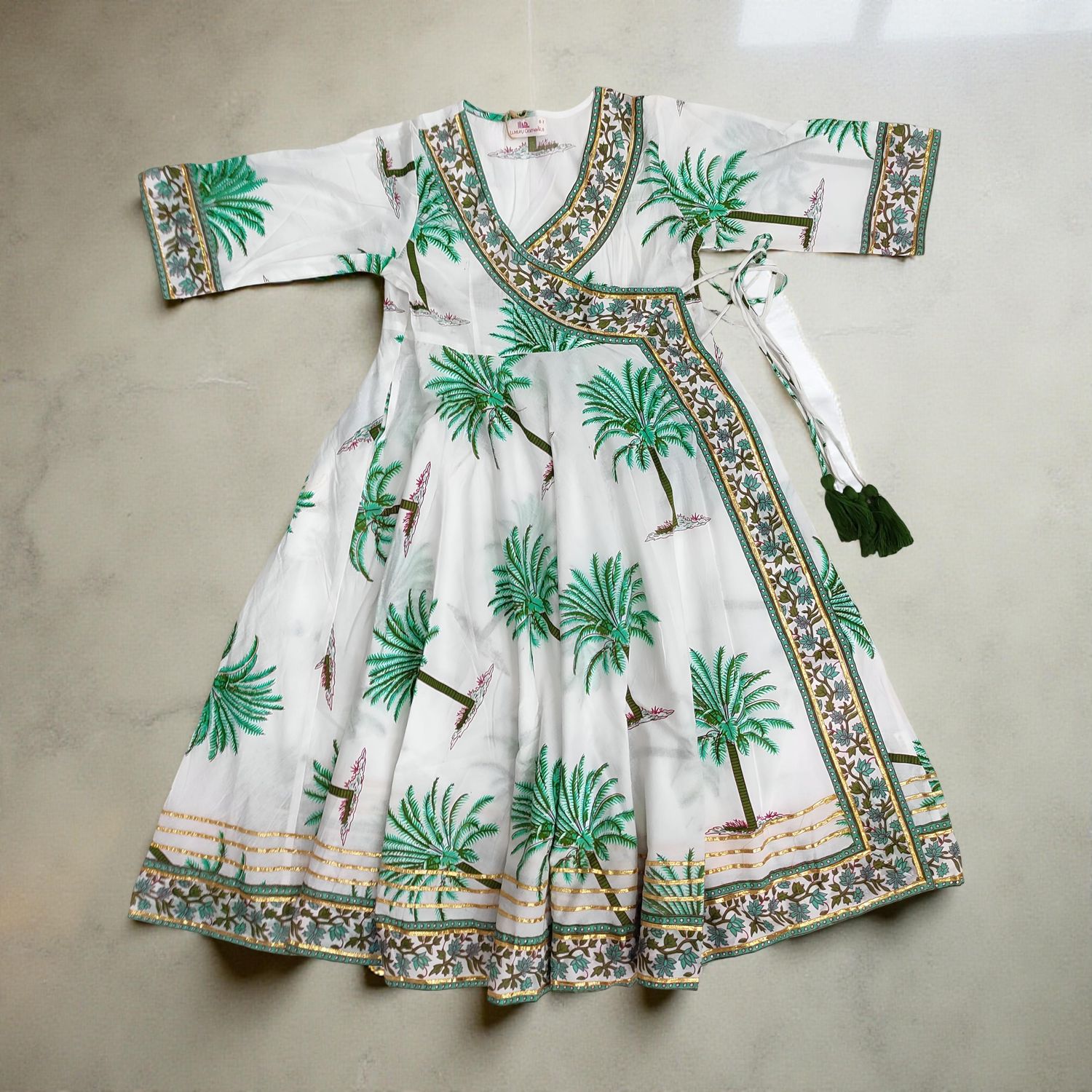 6-7  Year Priam Cotton Girls Dress 38" Long Jalabiya