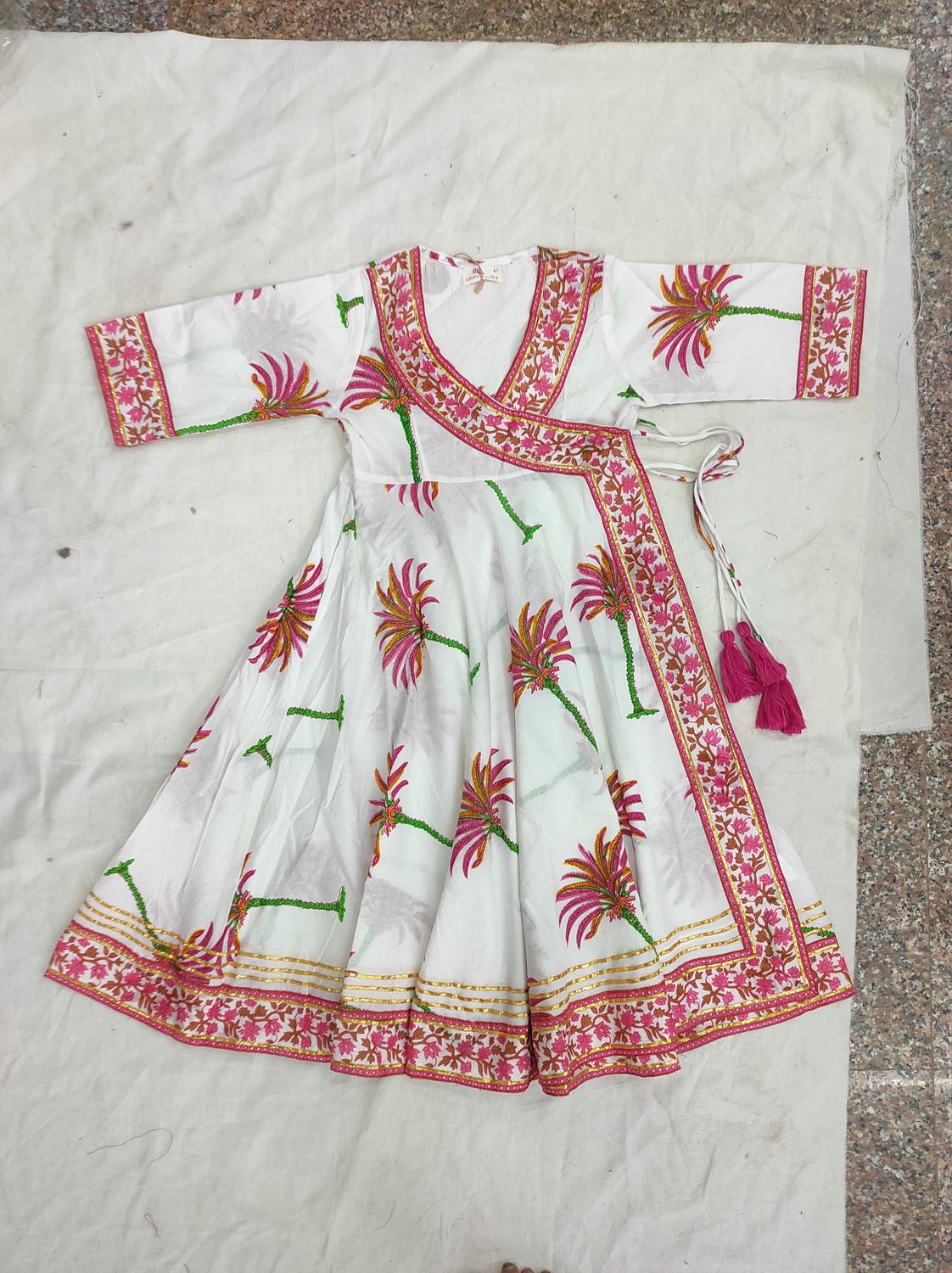 6-7  Year Priam Cotton Girls Dress 38" Long Jalabiya