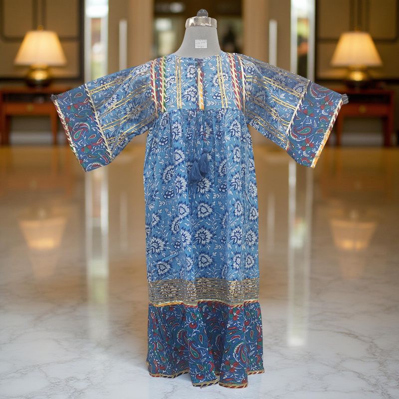 10-11 Year Ebrah Printed Cotton Dress 46" Long Jalabiya