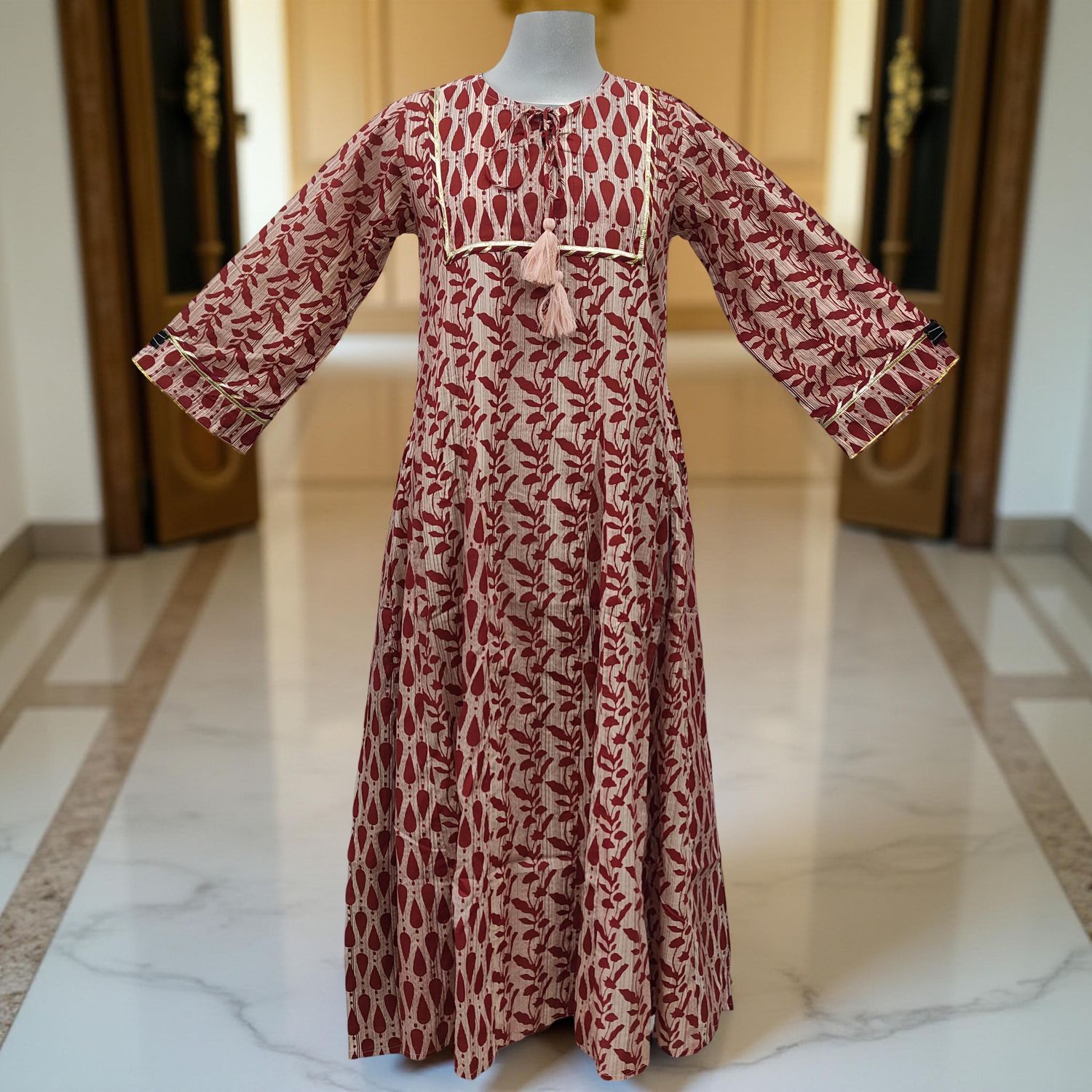 L/XL Anaya  Printed Cotton Dress 57" Long Jalabiya