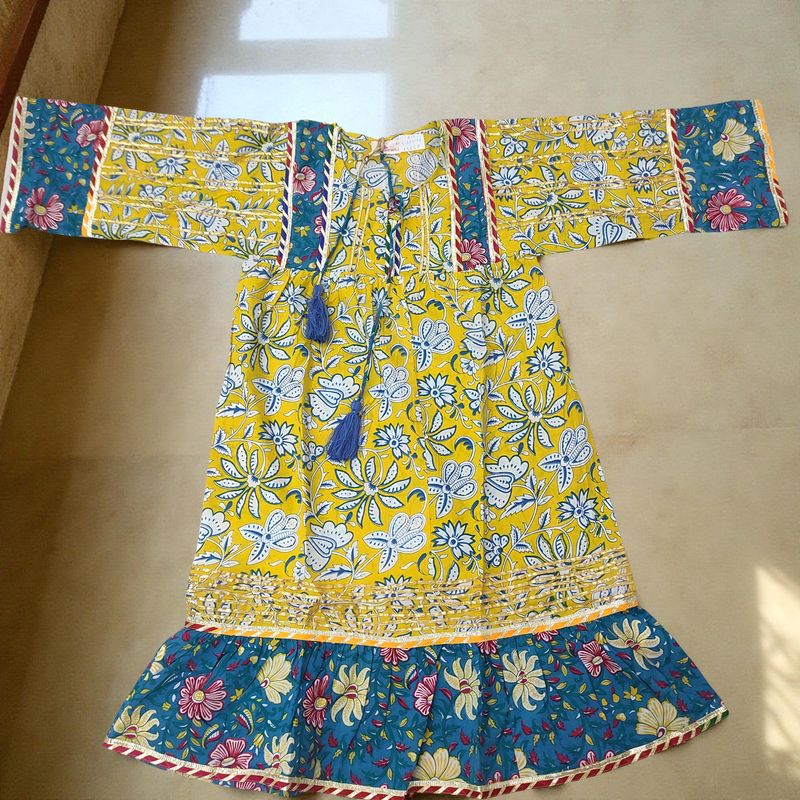 6-7 Year Ebrah Printed Cotton Dress 36" Long Jalabiya
