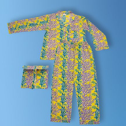 2XL/3XL Cotton Pajamas Set full sleeves