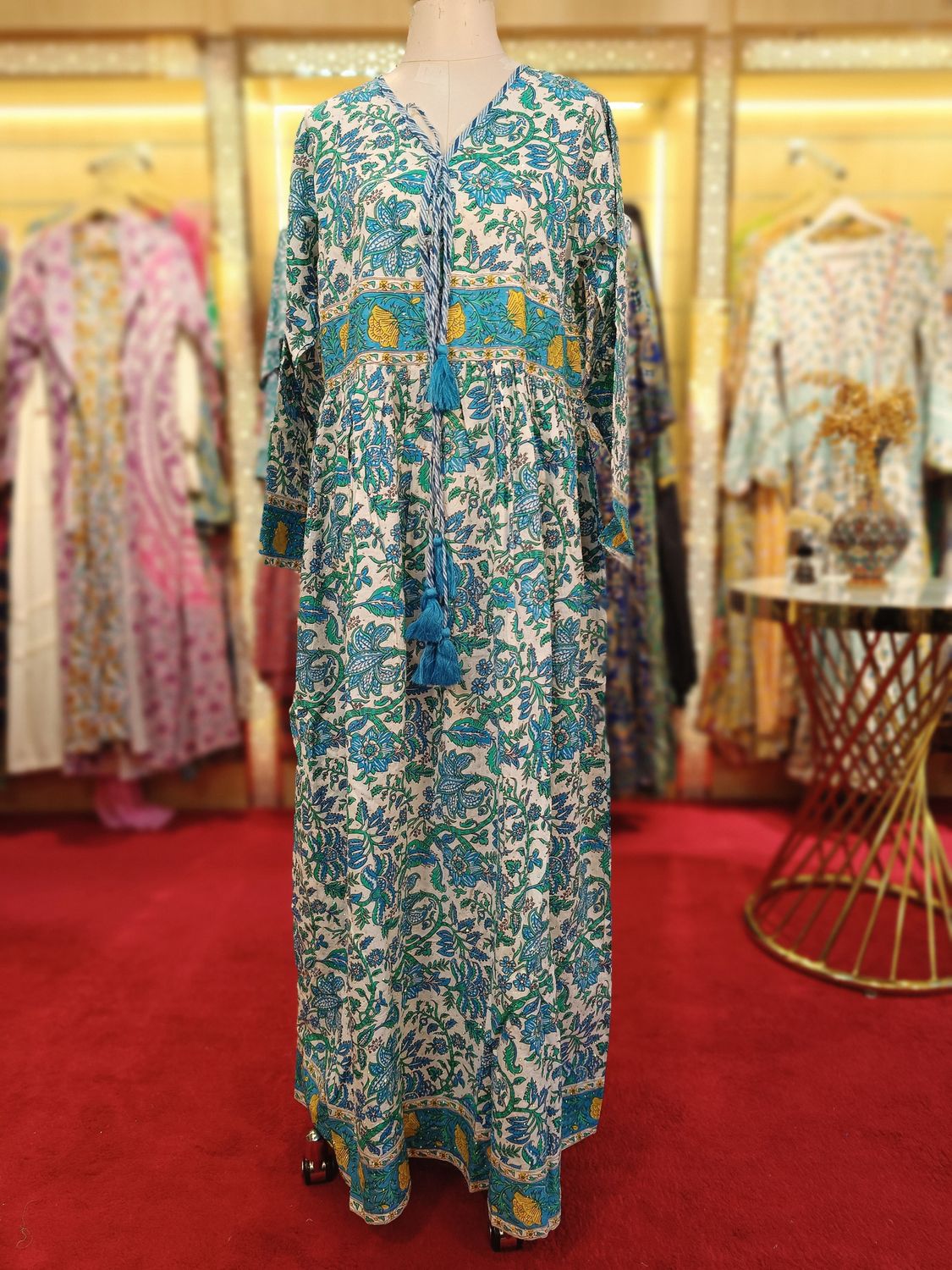 S/M Beach Crystal  Cotton Dress 57" Long Jalabiya