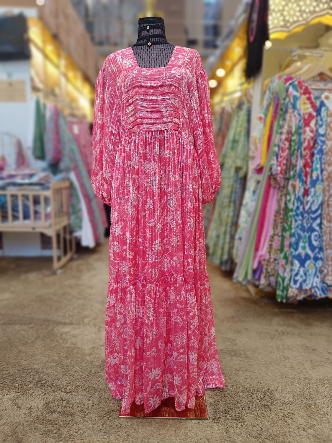 S/M Misba Printed Georgette Dress 57" Long Jalabiya