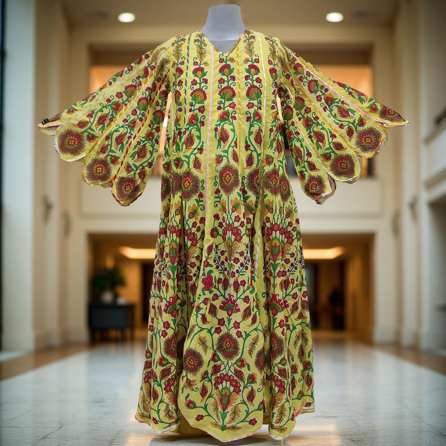 S/M Meher Printed Cotton Dress 57" Long Jalabiya