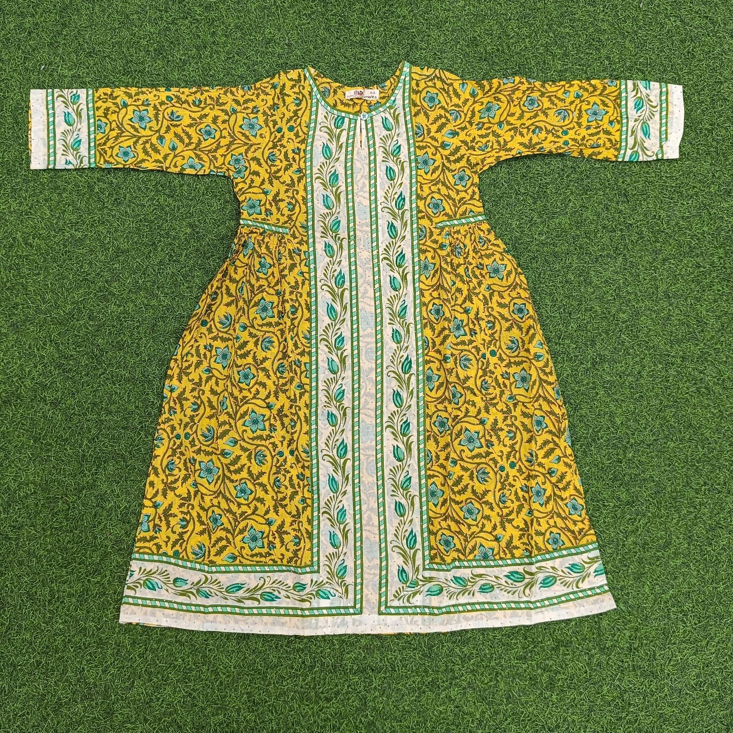 4-5 Year Bhopali Crystal Cotton Girls Dress 34" Long Jalabiya