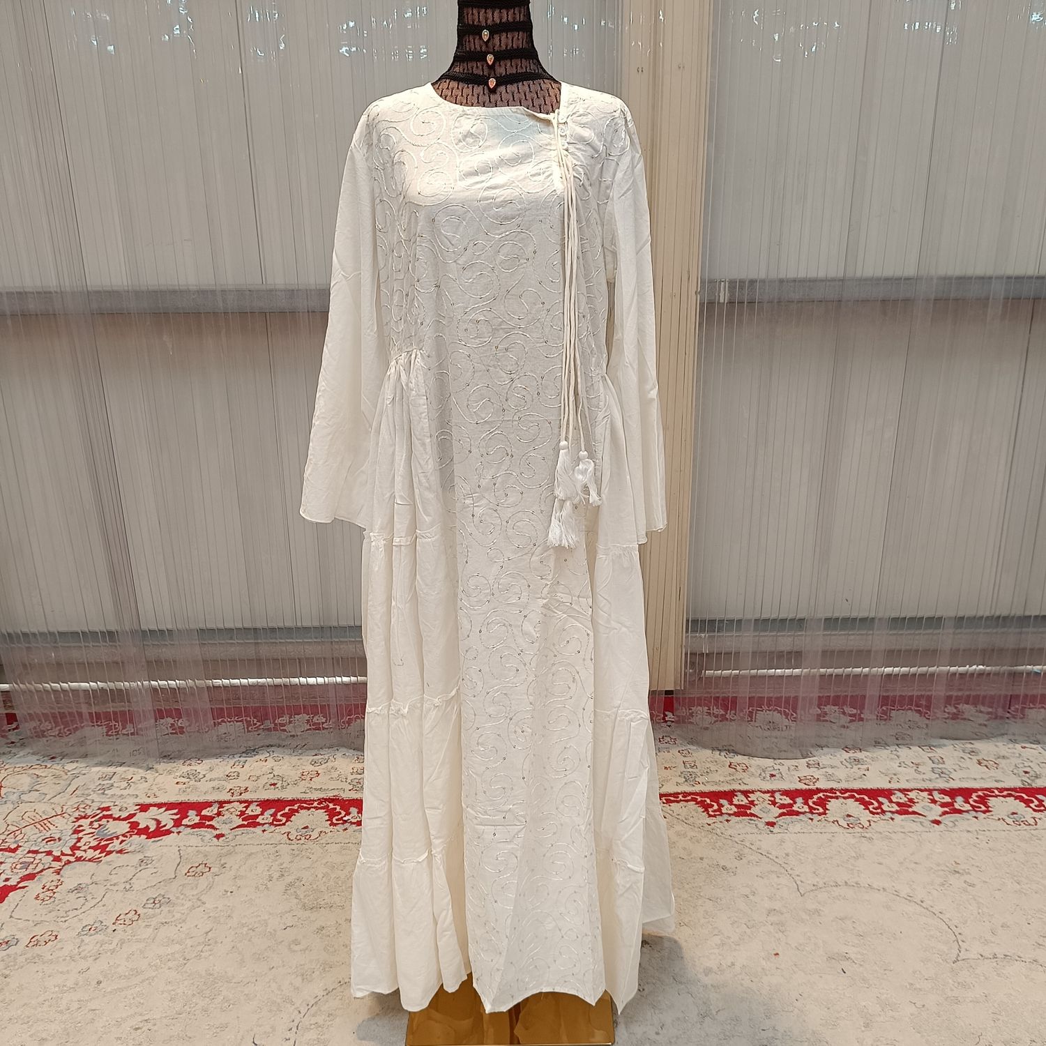 L/XL Cindrella embroidery Cotton Dress 57" Long Jalabiya