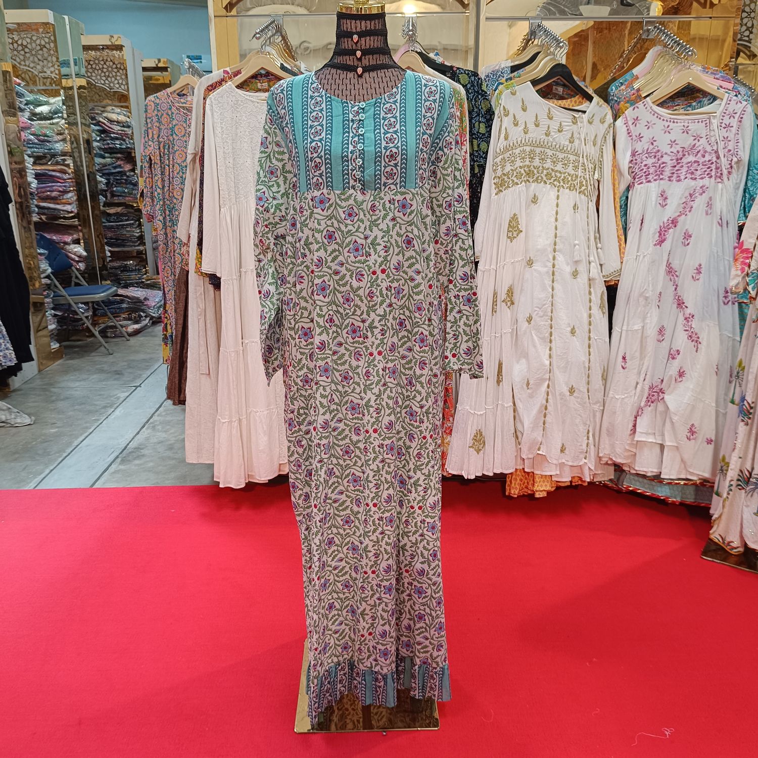 2XL/3XL Special Printed Cotton Dress 57" Long Jalabiya