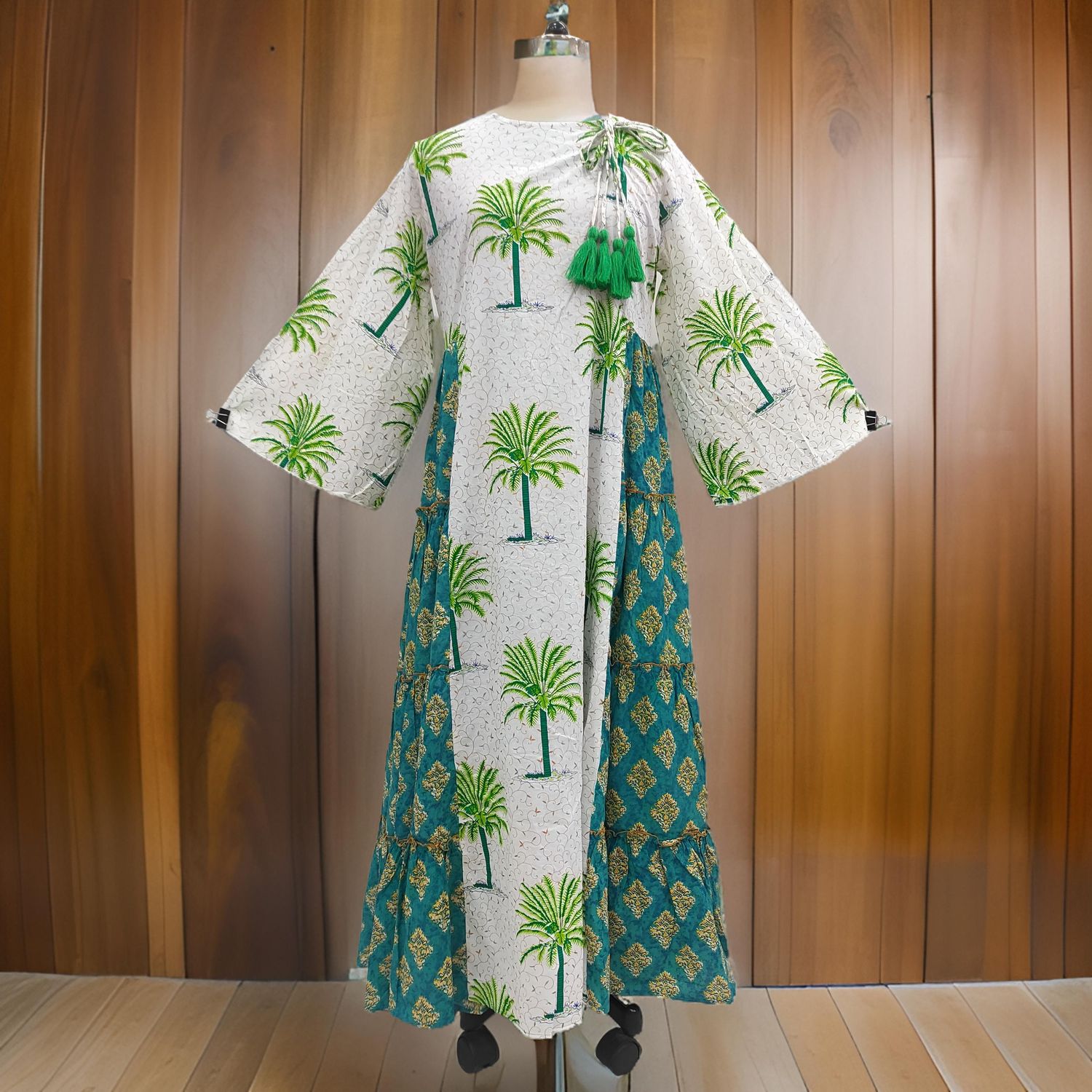 2XL/3XL Cindrella Printed Cotton Dress 57" Long Jalabiya