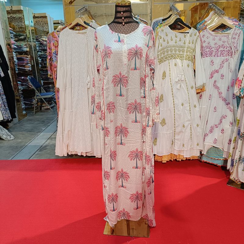 2XL/3XL  Marry Silk Crystal Printed  Dress 57" Long Jalabiya