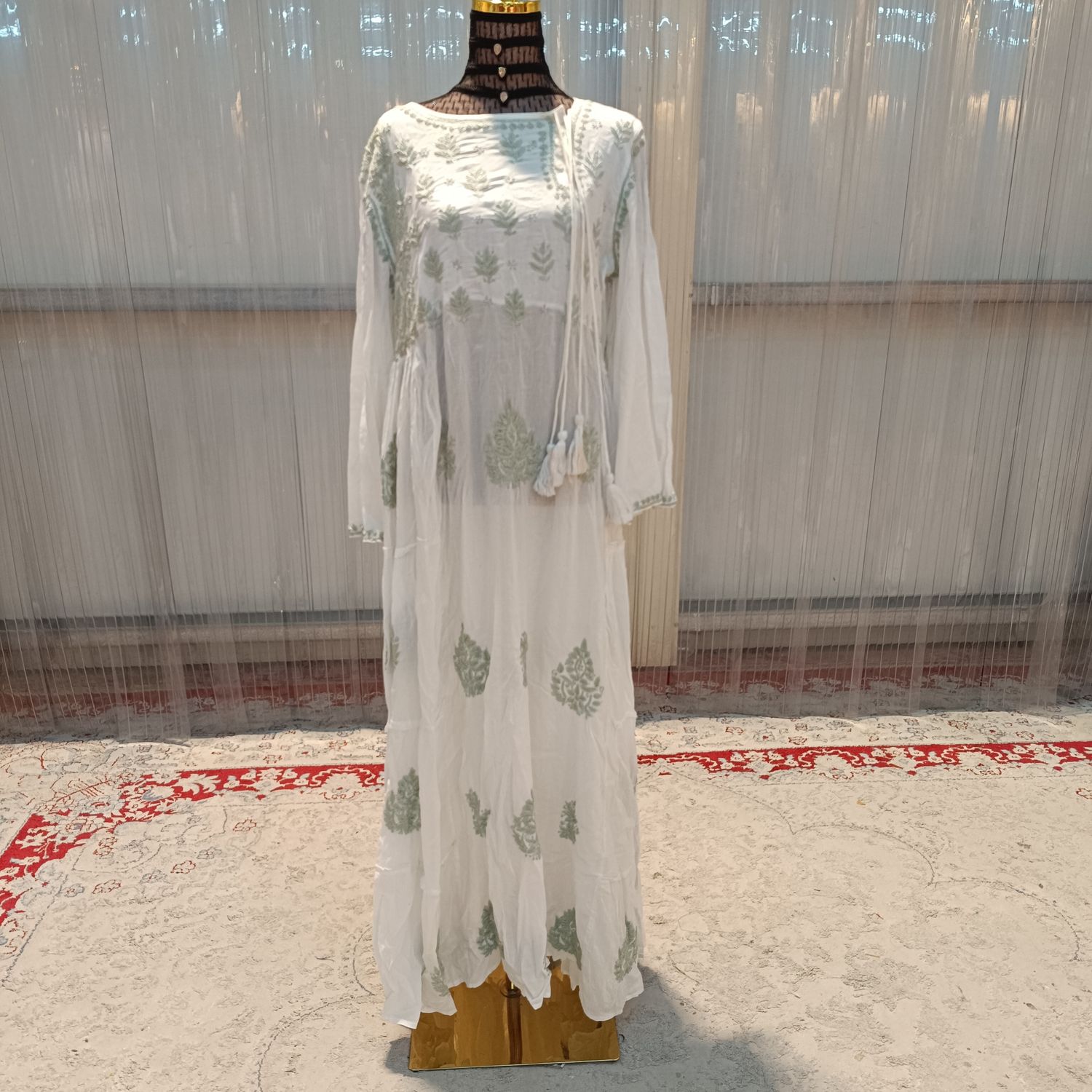L/XL Cindrella embroidery Cotton Dress 57" Long Jalabiya